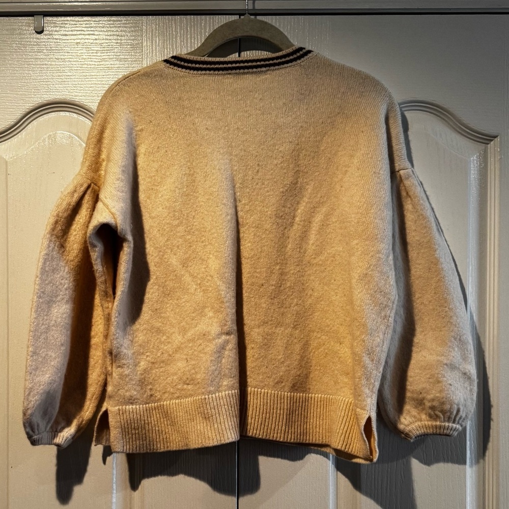 Madewell Antique Cream Wiltshire Sweater with Olive Green Trim - Size S - Picture 7 of 7